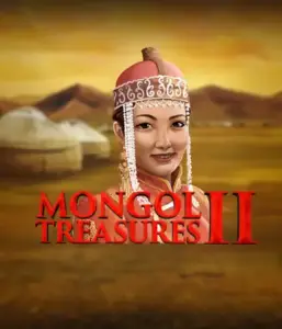 Discover the vibrant history of Mongolia with the Mongol Treasures 2 game by Endorphina, highlighting a beautiful Mongolian woman dressed in traditional attire against a pastoral Mongolian steppe backdrop. This graphic captures the beauty of Mongolian tradition, delivering a unique visual adventure. 