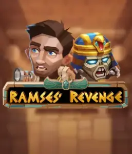 Dive into the thrilling world of Ramses' Revenge slot by Relax Gaming, featuring a startled explorer and a terrifying mummy amid an Egyptian tomb backdrop. This image portrays the adventure of Egyptian archaeology, ideal for those interested in historical adventures, providing a thrilling adventure. 